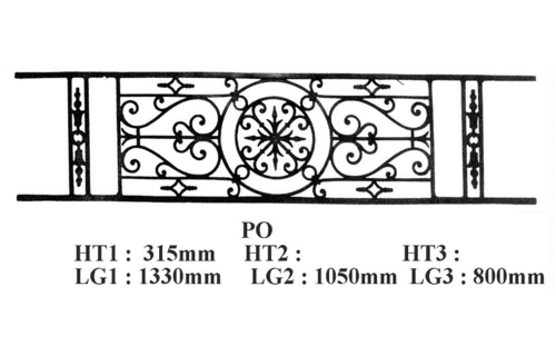 Erkélyrács, öntöttvas korlát — ref PO